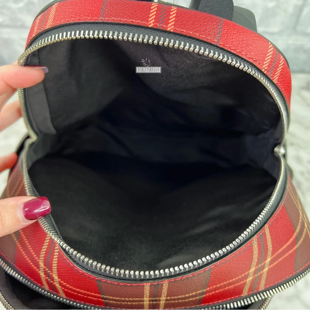 Coach Court Backpack With Tartan Plaid Print - Picture 13 of 16